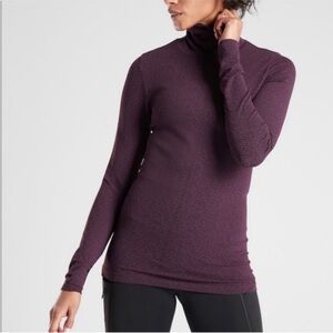 Athleta Plum/black Long Sleeve Turtleneck Top